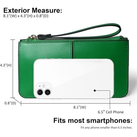 Leather Wristlet Clutch Ultra-Slim Ladies Travel Credit Card Holder Wallet - Picture 4 of 7